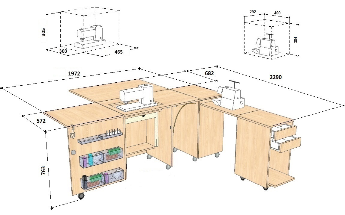 COMFORT 4 Sewing machine and overlocker table